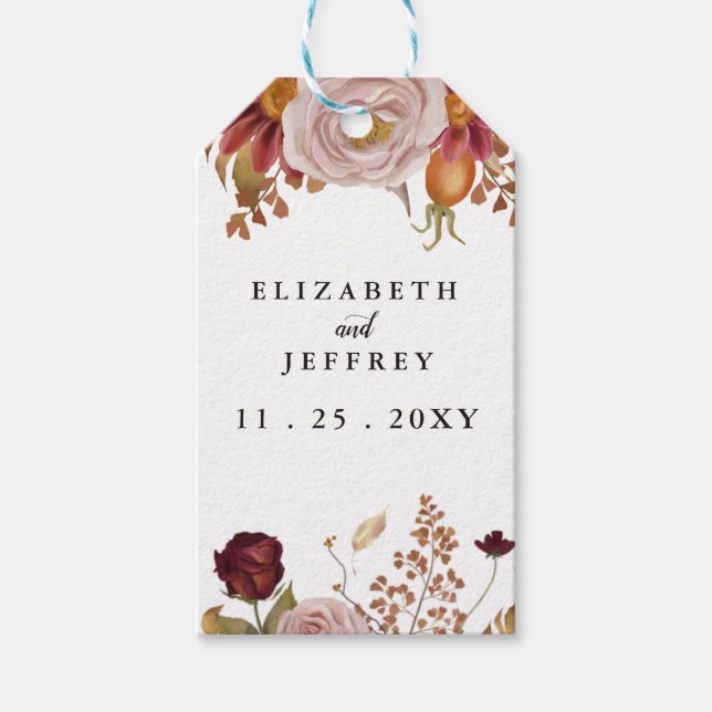 Rustikale botanische Hochzeit im Herbst Herbst Geschenkanhänger (Vorderseite)