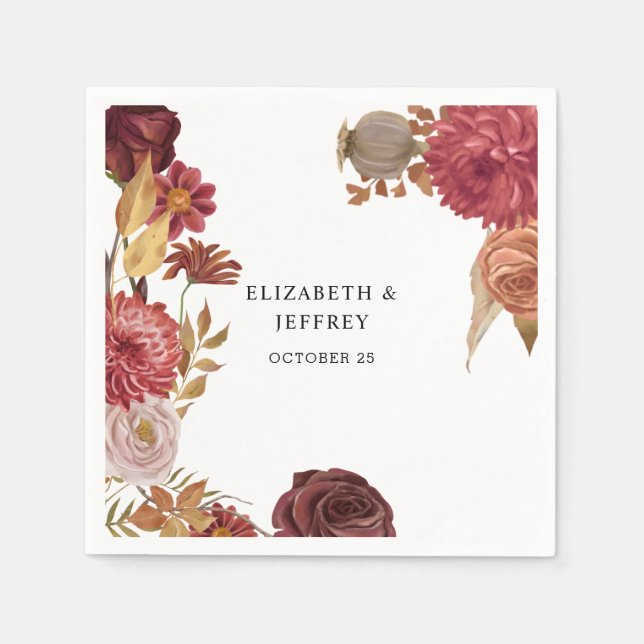 Rustikale botanische Hochzeit im Herbst Herbst Serviette (Vorderseite)