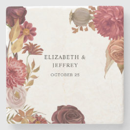 Rustikale botanische Hochzeit im Herbst Herbst Steinuntersetzer