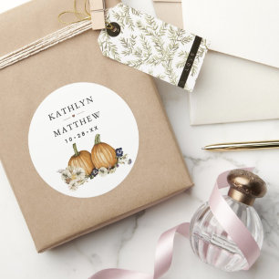 Rustikale botanische Hochzeit im Herbst Runder Aufkleber