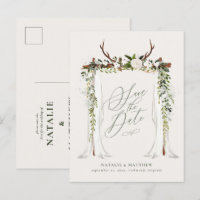 Rustikale botanische Hochzeit - Save-the-Date-Kart