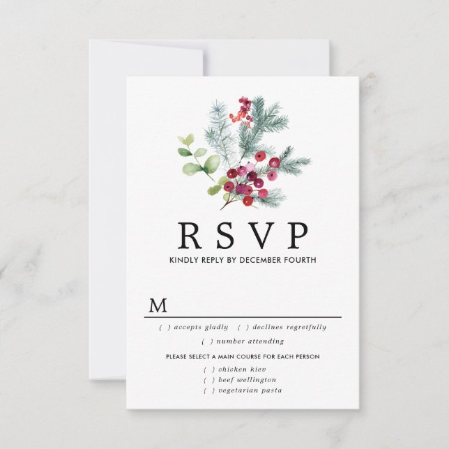 Rustikale Botanische Hochzeitskarte, Wahlmöglichke RSVP Karte (Vorderseite)