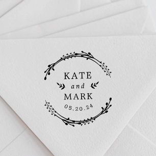 Rustikale botanische Hochzeitsmonogramm-Name Permastempel