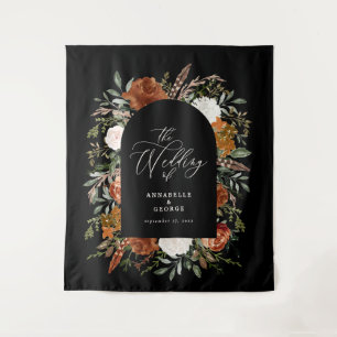 Rustikale botanische Hochzeitsskript Terracotta Wandteppich