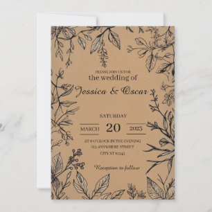Rustikale Botanische Kraft-Papier-Foliage Einladung