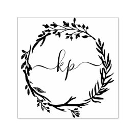 Rustikale Botanische Kranke Elegante Initialen Permastempel