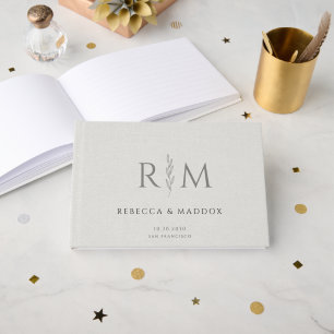 Rustikale botanische Monogramm-Hochzeit Gästebuch