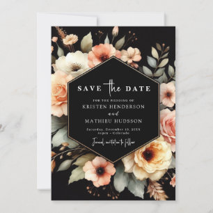 Rustikale Botanische Pfirsichhochzeit Save The Date