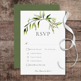 Rustikale botanische Vegetation Bough Wedding Dinn RSVP Karte