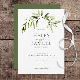 Rustikale Botanische Vegetation Bough Wedding Einladung