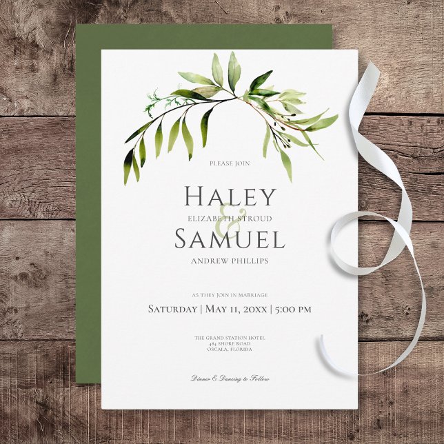 Rustikale Botanische Vegetation Bough Wedding Einladung (Rustic Botanical Greenery Bough Wedding Invitation)