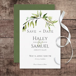 Rustikale Botanische Vegetation Bough Wedding Save The Date