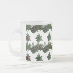 Rustikale botanische Weihnachts-Frostglas-Tasse Mattglastasse