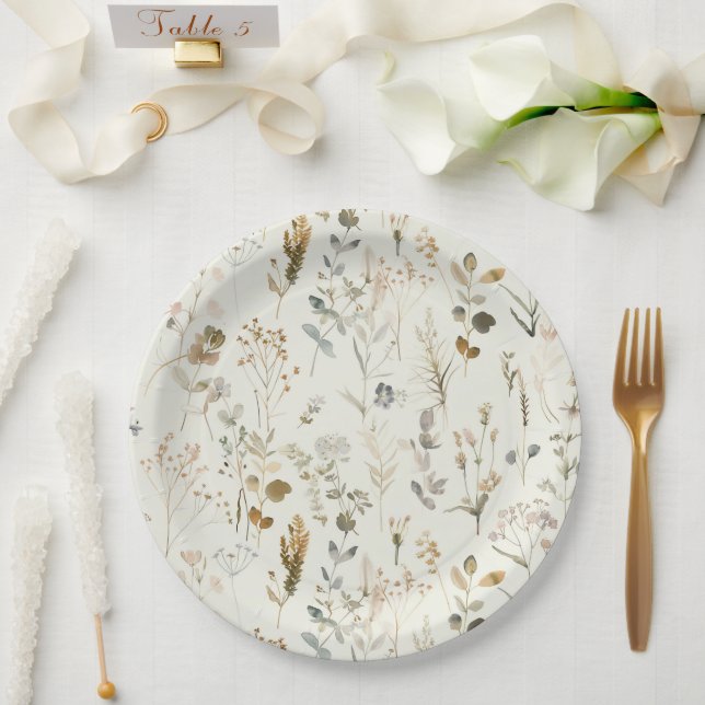 Rustikale botanische Wildblume Pappteller (Hochzeit)