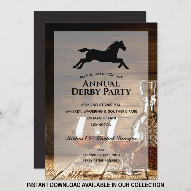 Rustikale Bourbon Derby Racing Party Einladung (Instant download available in our collection to send your invite digitally or print yourself.)