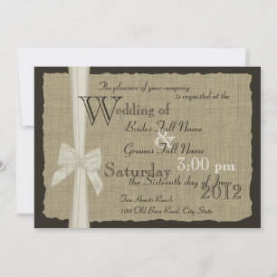 Rustikale Bow- und Burlap-Hochzeit Einladung