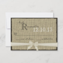 Rustikale Bow- und Burlap-Hochzeitsreaktion RSVP Karte