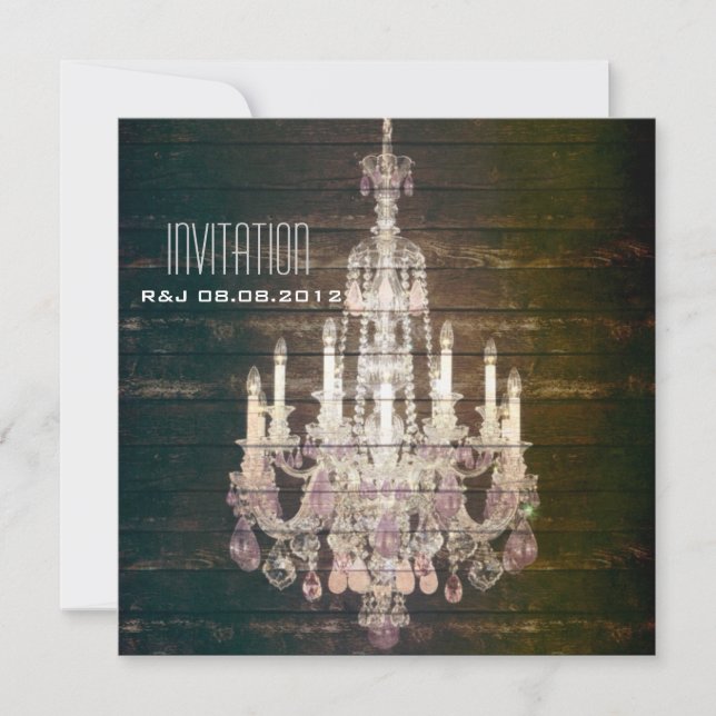 Rustikale Brauerei Kronleuchter Hochzeit Einladung (Vorderseite)