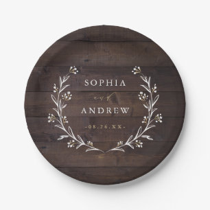 Rustikale Brauerei Wood Boho Floral Country Weddin Pappteller