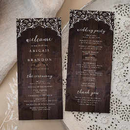 Rustikale Brauerei Wood Boho Floral Country Weddin Programm