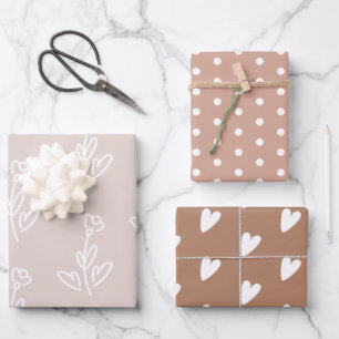 Rustikale Braun Beige Girly Geschenkpapier Set