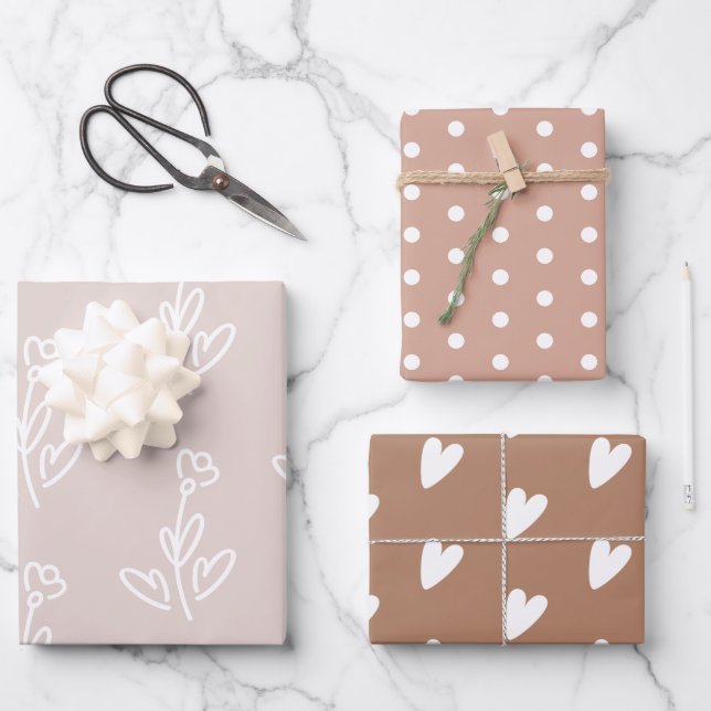 Rustikale Braun Beige Girly Geschenkpapier Set (Vorderseite)