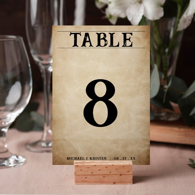 Rustikale Braun-Hochzeit Tischnummer (Distressed Rustic Brown Wedding Table Number)