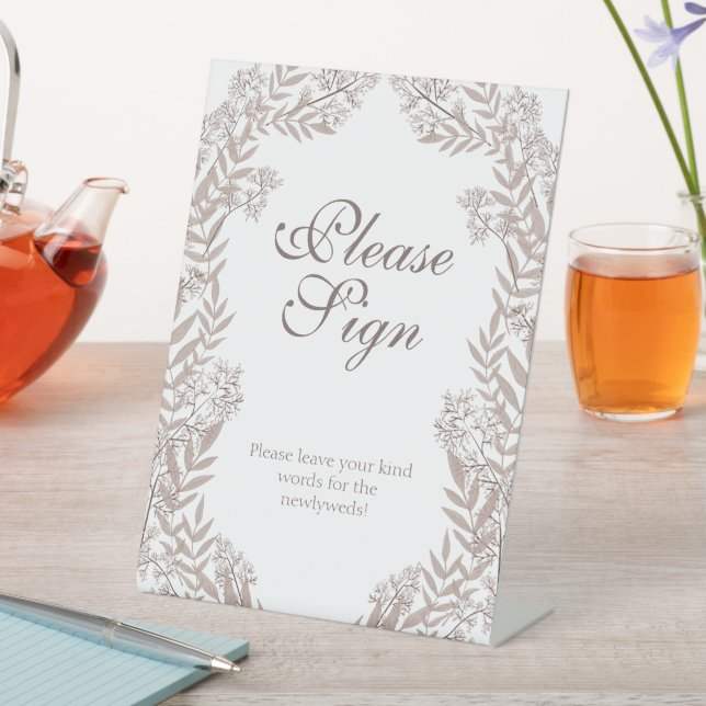 Rustikale Braun Hochzeit Vintag botanisch Sockelschild (In Situ)