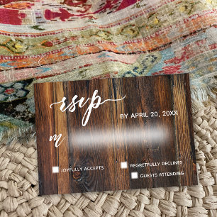 Rustikale Braun-Holz-Lässige Hochzeit RSVP Karte