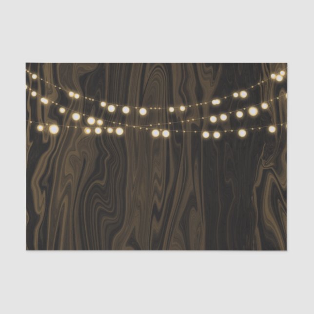 Rustikale Braun-Whimsical-Holz-String-Lichter Hoch Seidenpapier (Vorderseite)