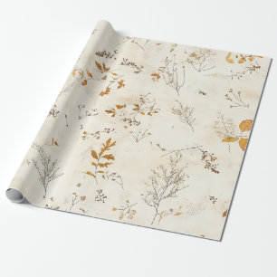 Rustikale braune Blätter Herbstlaub auf Creme Geschenkpapier
