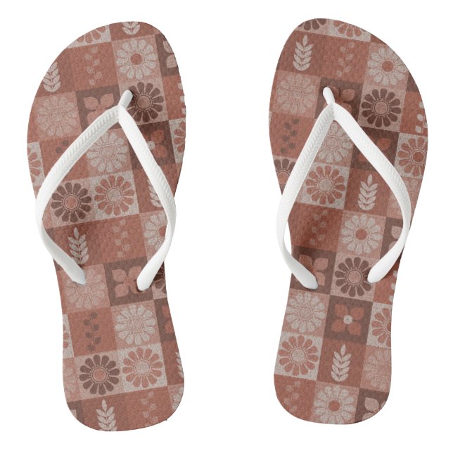 Rustikale braune Burlap-Blume Blätter Flip Flops (Fußbett)