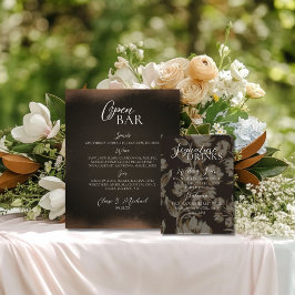 Rustikale braune florale Signature-Drinks-Hochzeit Sockelschild