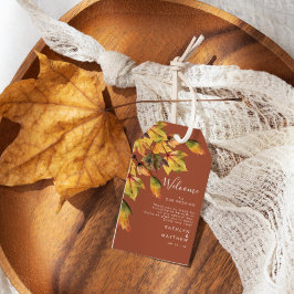 Rustikale braune Herbstblätter Hochzeit im Herbst  Geschenkanhänger