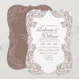Rustikale braune Hochzeit Vintage-Botanik Einladung