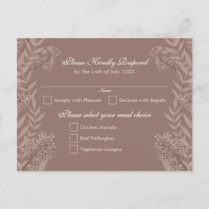 Rustikale braune Hochzeit Vintage-Botanik Feiertagspostkarte