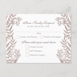 Rustikale braune Hochzeit Vintage-Botanik Feiertagspostkarte