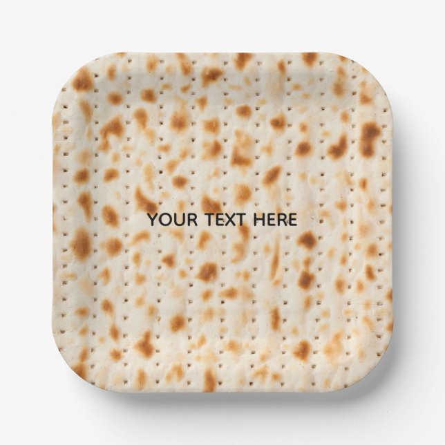 Rustikale braune realistische Matze-Textur-Grafik Pappteller (Vorderseite)