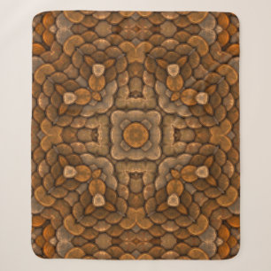 Rustikale braune Schuppen-Vintage-Fraktal-Kaleidos Sherpadecke