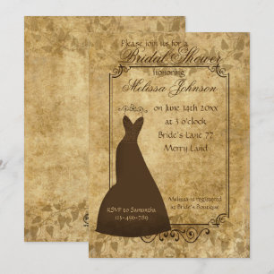 Rustikale braune Vintage-Papier-Brautparty Einladung