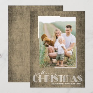 Rustikale braune Weihnachts-Fotogrußkarte Feiertagskarte