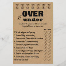 Rustikale Brautparty-Spiele über oder unter Spielk