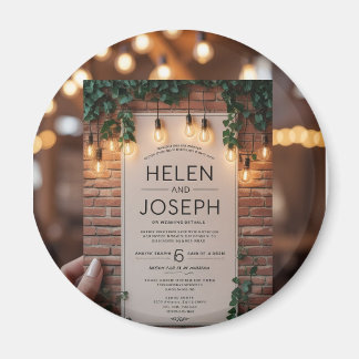 Rustikale Brick Wall String Lights Grüne Hochzeit Magnet