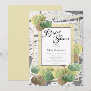 Rustikale Bridal Shower Aspen-Rinde und Blätter Einladung