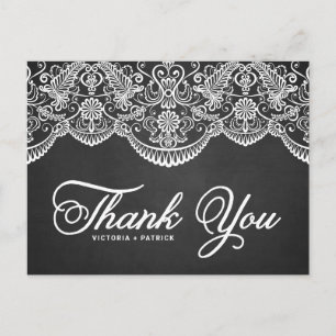 Rustikale Brokatspitze Hochzeit Danke Postkarte