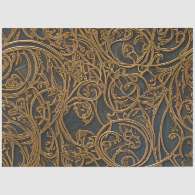 Rustikale Bronze Verziert Damask Seidenpapier (Vorderseite)