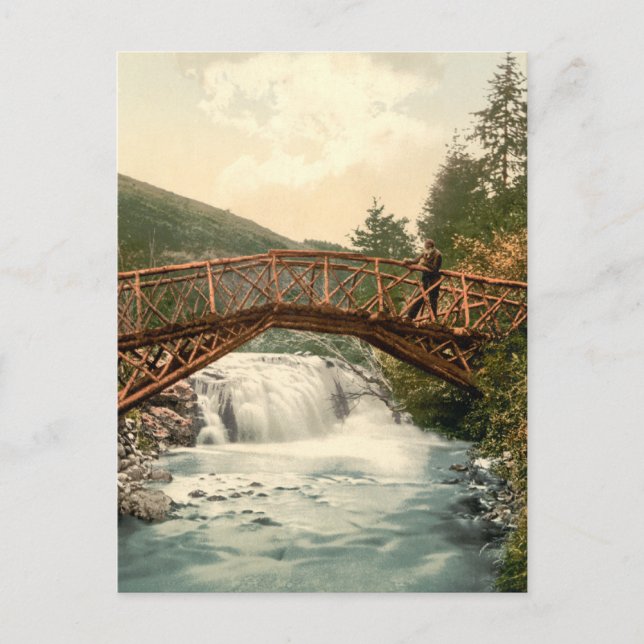 Rustikale Brücke in Glenariff. Co. Antrim, Irland Postkarte (Vorderseite)