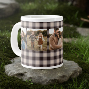 Rustikale Buffalo-Karo-Familienfoto Braun 5 Bilder Jumbo-Tasse
