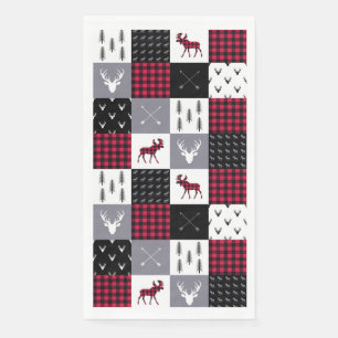 Rustikale Buffalo-Karo-Patchwork-Weihnachten in Ro Serviette