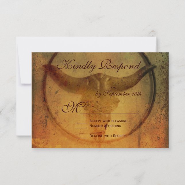 Rustikale Bull Horns Hochzeiten RSVP Cards (Vorderseite)